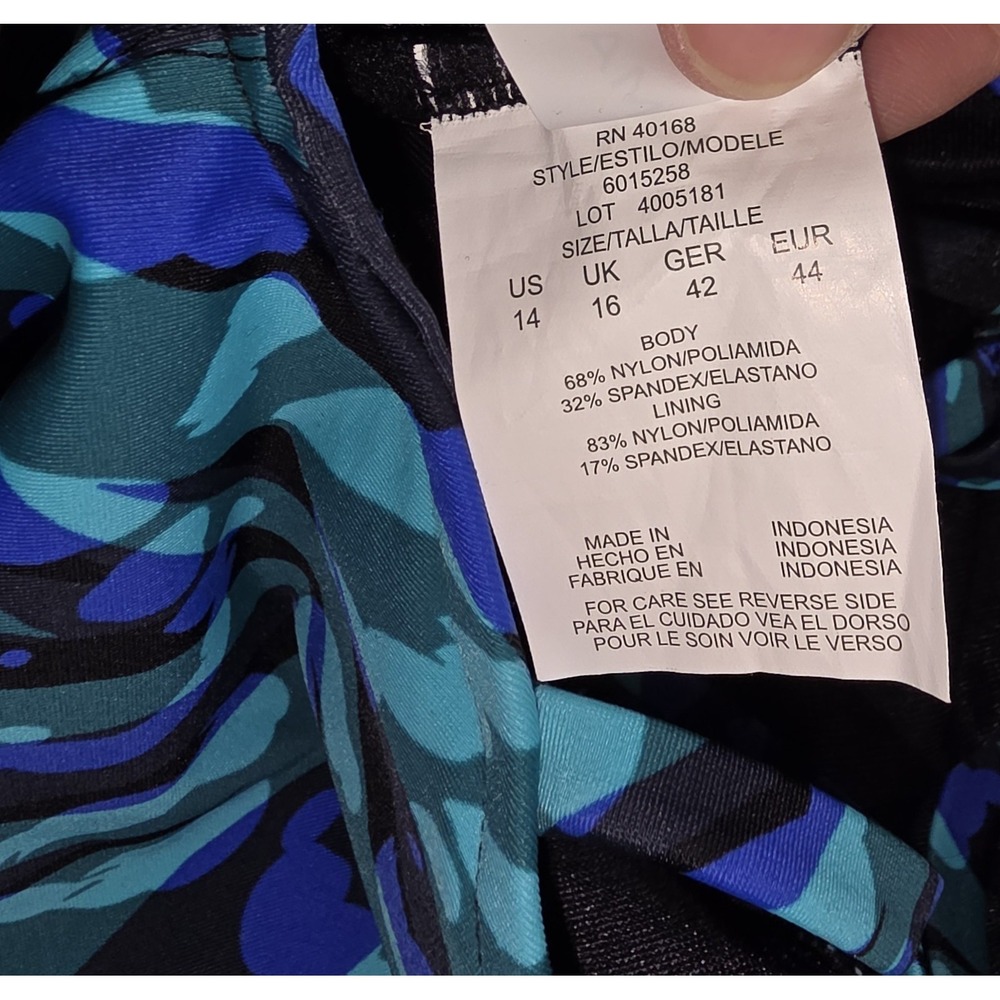 Magicsuit Slimming One Piece Swimsuit Blue Animals Print Bathing‎ Suit Size 14 - Picture 4 of 7